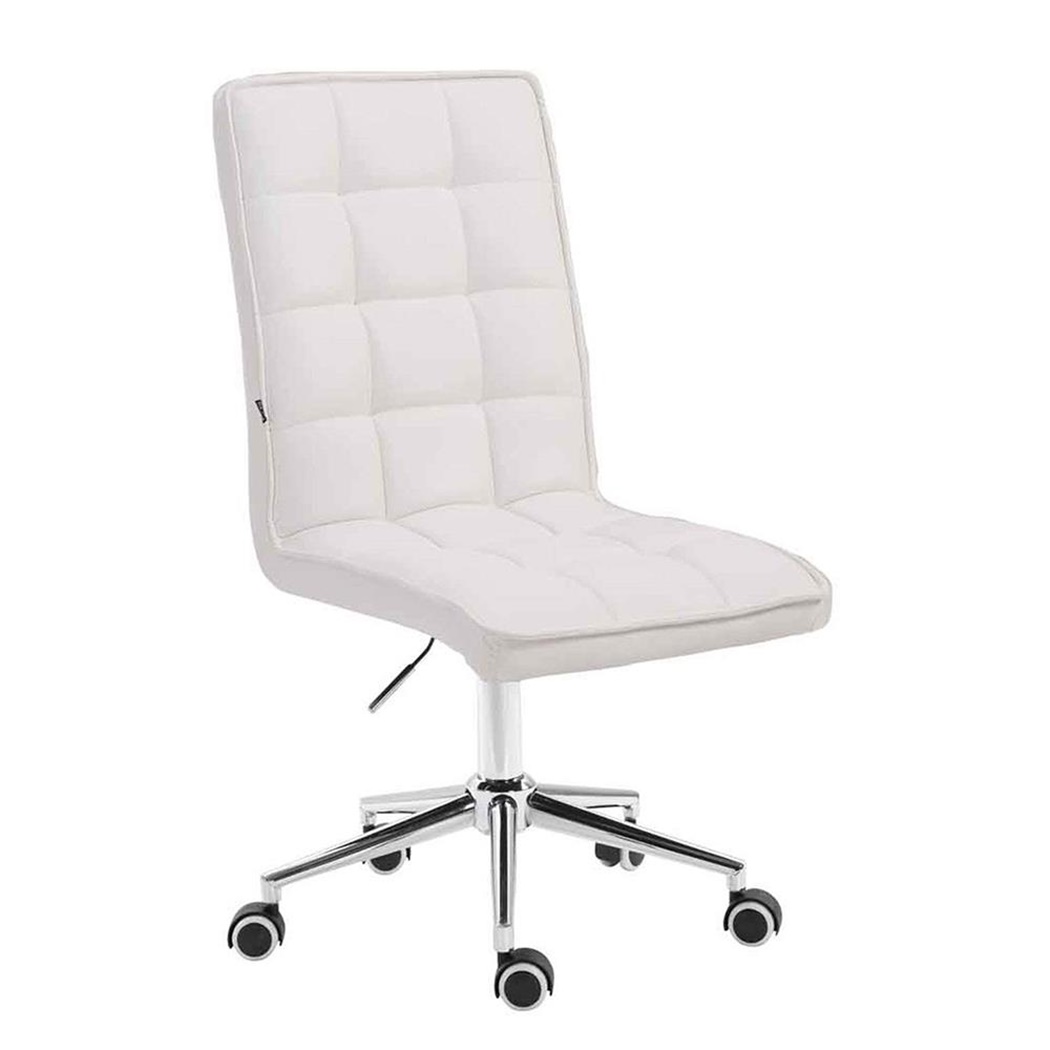 Chaise de bureau SAPHIR CUIR, Rembourrage Épais, Structure Métallique, couleur Blanc