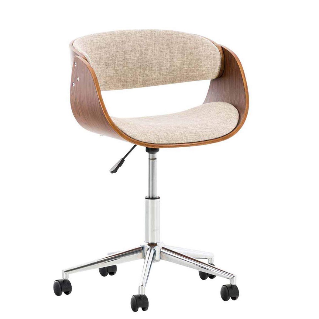 Chaise design ANOUK TISSU, Design Moderne, Structure en Bois couleur Noyer, Tissu Crème