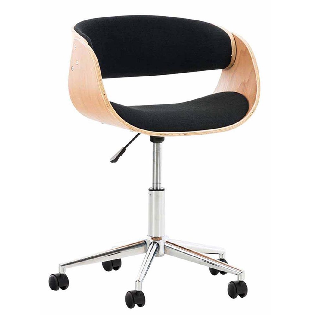 Chaise design ANOUK TISSU, Design Moderne, Structure en Bois couleur Hêtre, Tissu Noir