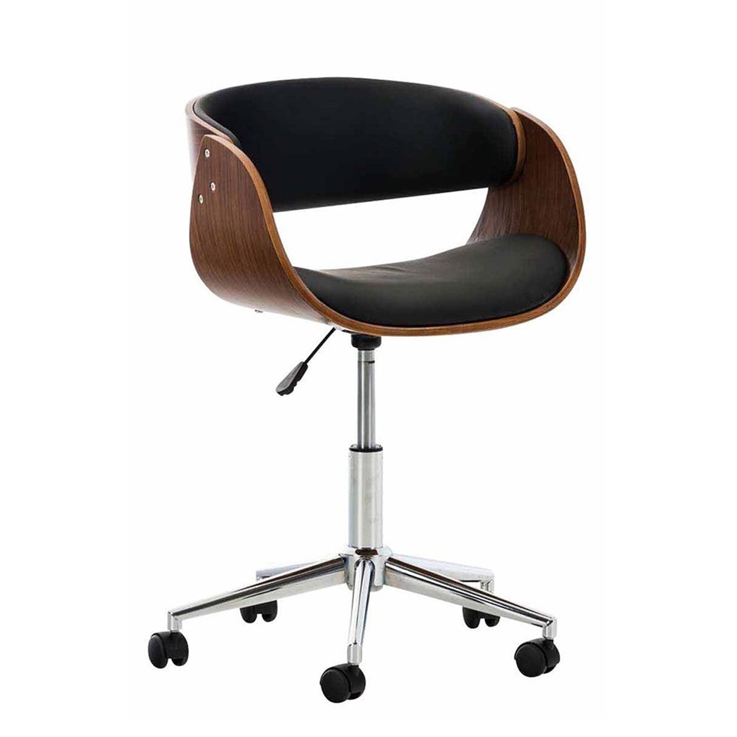 Chaise design ANOUK CUIR, Design Moderne, Structure en Bois couleur Noyer, Cuir Noir