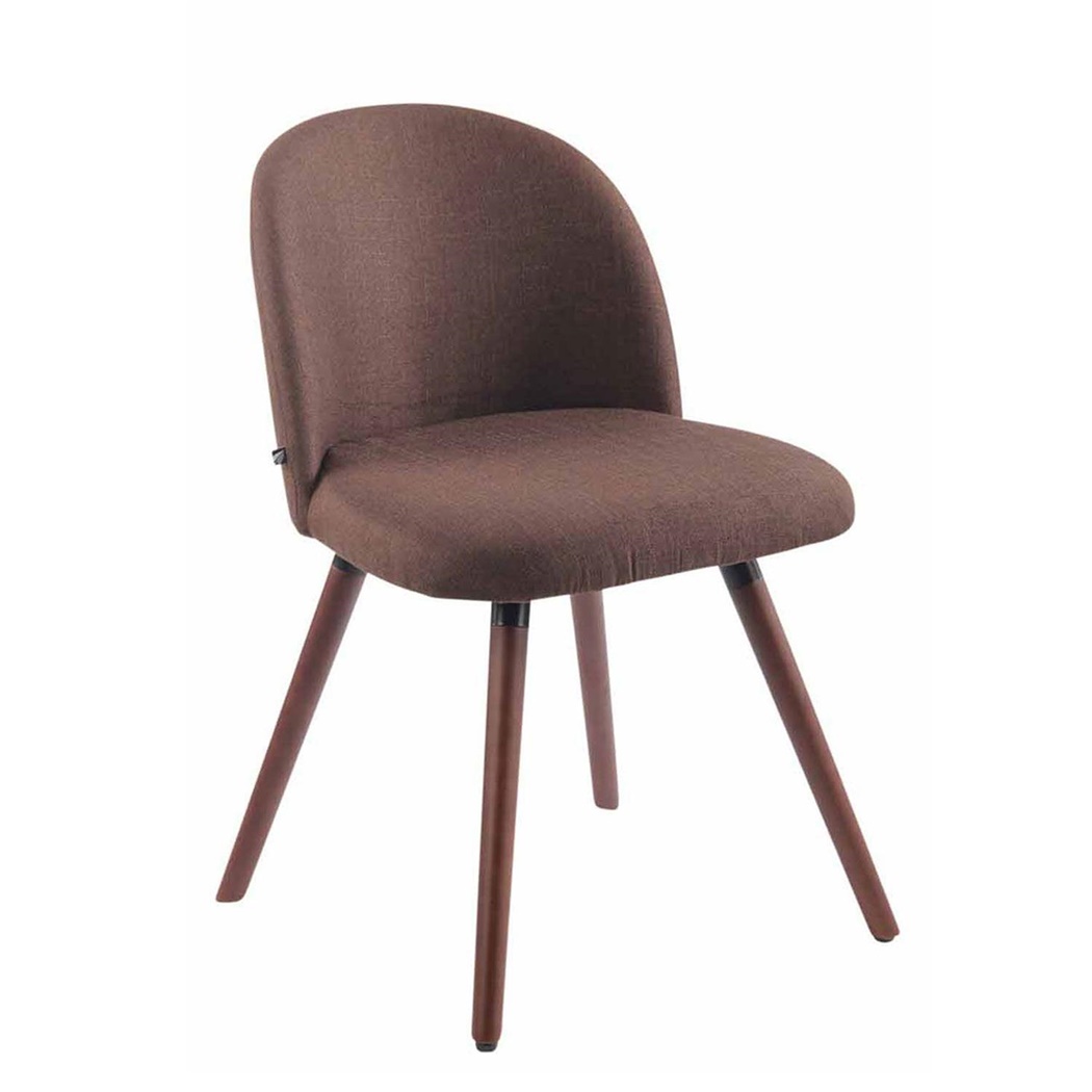 Chaise visiteur MONA, Design Exclusif, Structure en Bois couleur Noyer, Tissu Marron