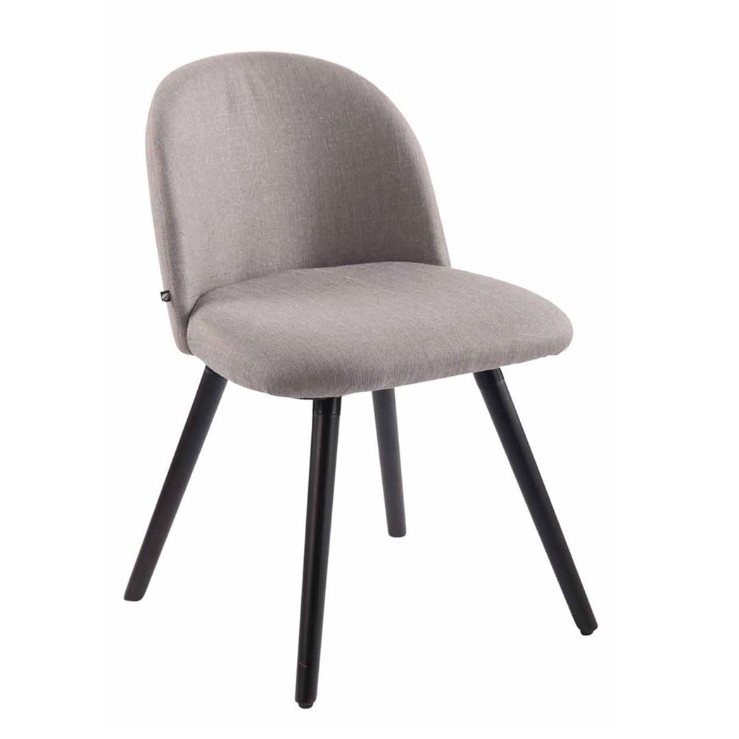 Chaise visiteur MONA, Design Exclusif, Structure en Bois couleur Noir, Tissu Gris Clair