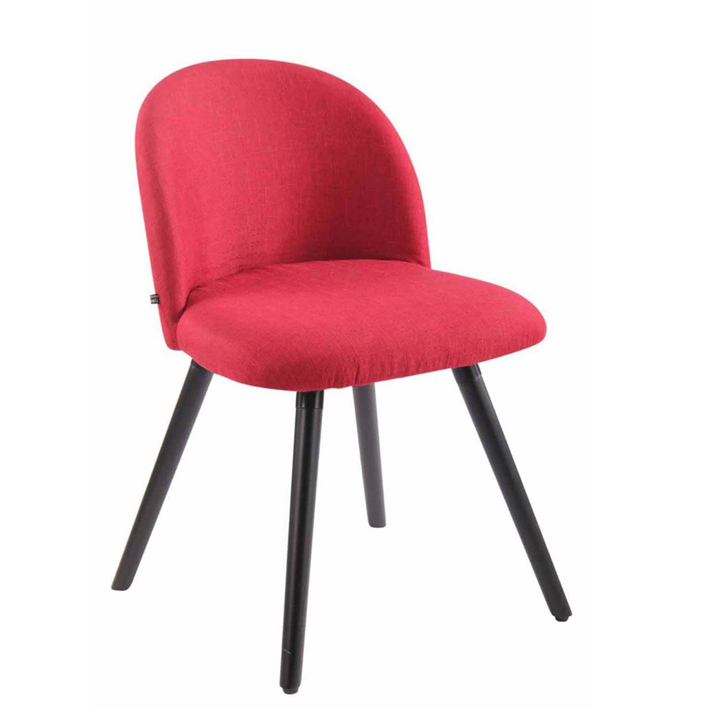 Chaise visiteur MONA, Design Exclusif, Structure en Bois couleur Noir, Tissu Rouge