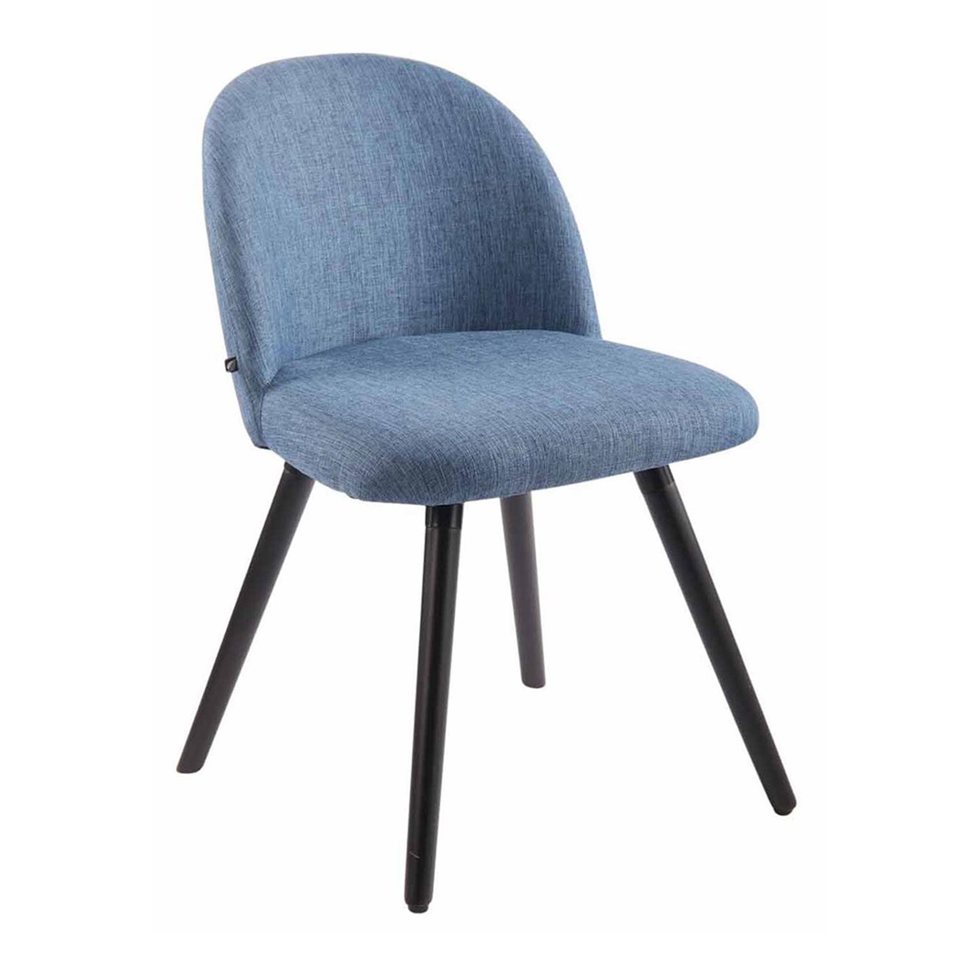Chaise visiteur MONA, Design Exclusif, Structure en Bois couleur Noir, Tissu Bleu