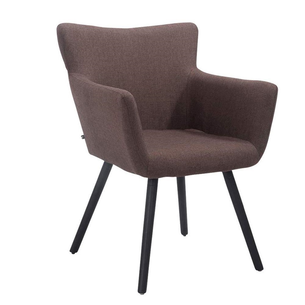 Chaise d'Attente NIAGARA, Design Moderne, Piétement en Bois couleur Noir, Assise rembourrée, en Tissu, Marron 