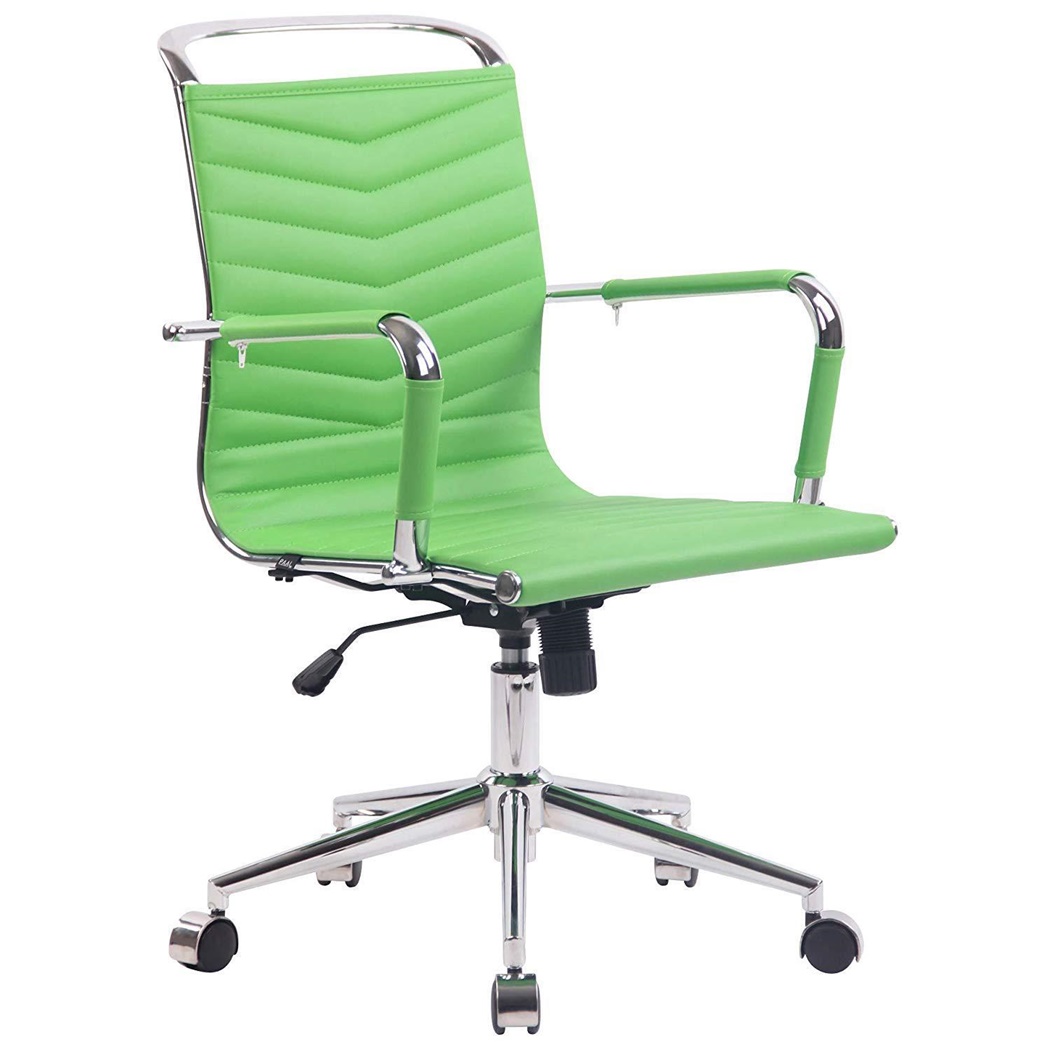 Chaise de Bureau SIGRID, Design Élégant, Coutures Apparentes, en Cuir Vert