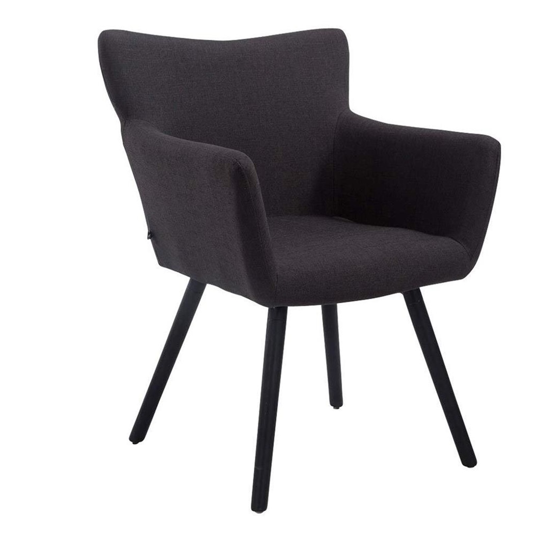 Chaise d'Attente NIAGARA, Design Moderne, Piétement en Bois couleur Noir, Assise rembourrée, en Tissu, Gris Foncé