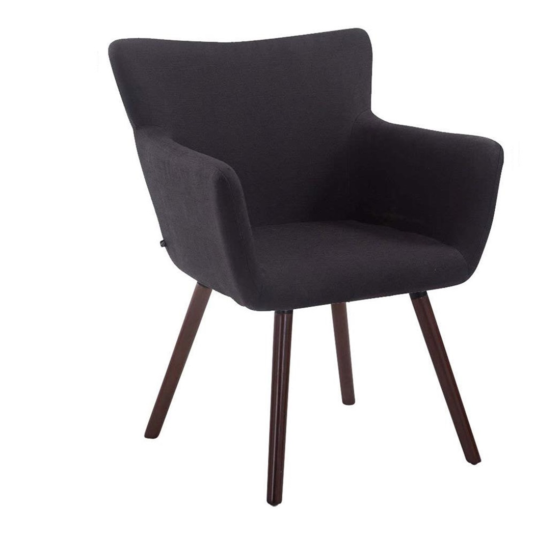 Chaise d'Attente NIAGARA, Design Moderne, Piétement en Bois couleur Noyer, Assise rembourrée, en Tissu, Noir