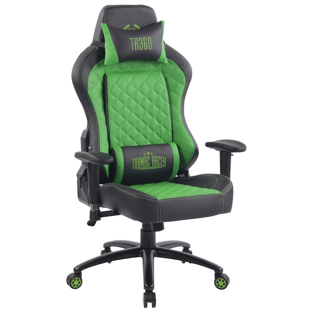 Fauteuil Gaming MAXIME, Design Exclusif, Très Confortable, en Cuir, Vert