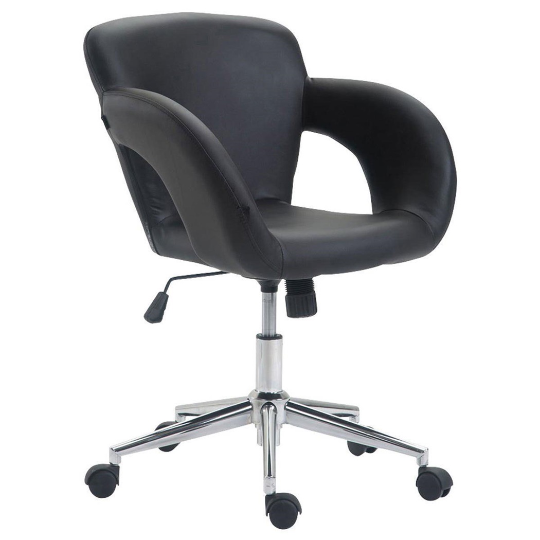 Chaise de Bureau ALVA, Grand Rembourrage, Structure Métallique, en Cuir, Noir