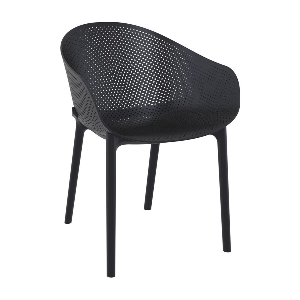 Chaise visiteur DYNA, Empilable, Design Exclusif, Noir