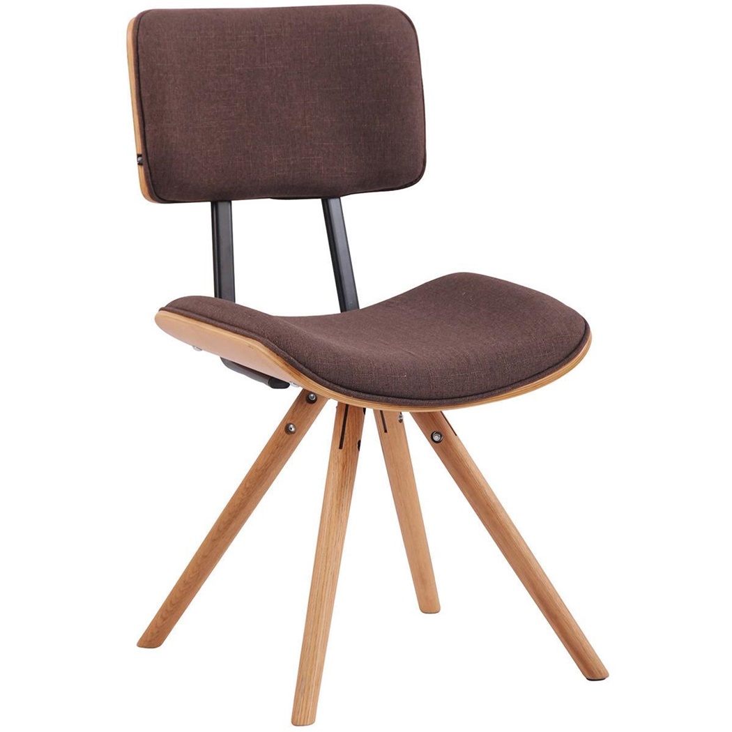 Chaise de Réunion BALHIANE TISSU, Design Vintage, Piétement en Bois de Hêtre, Marron