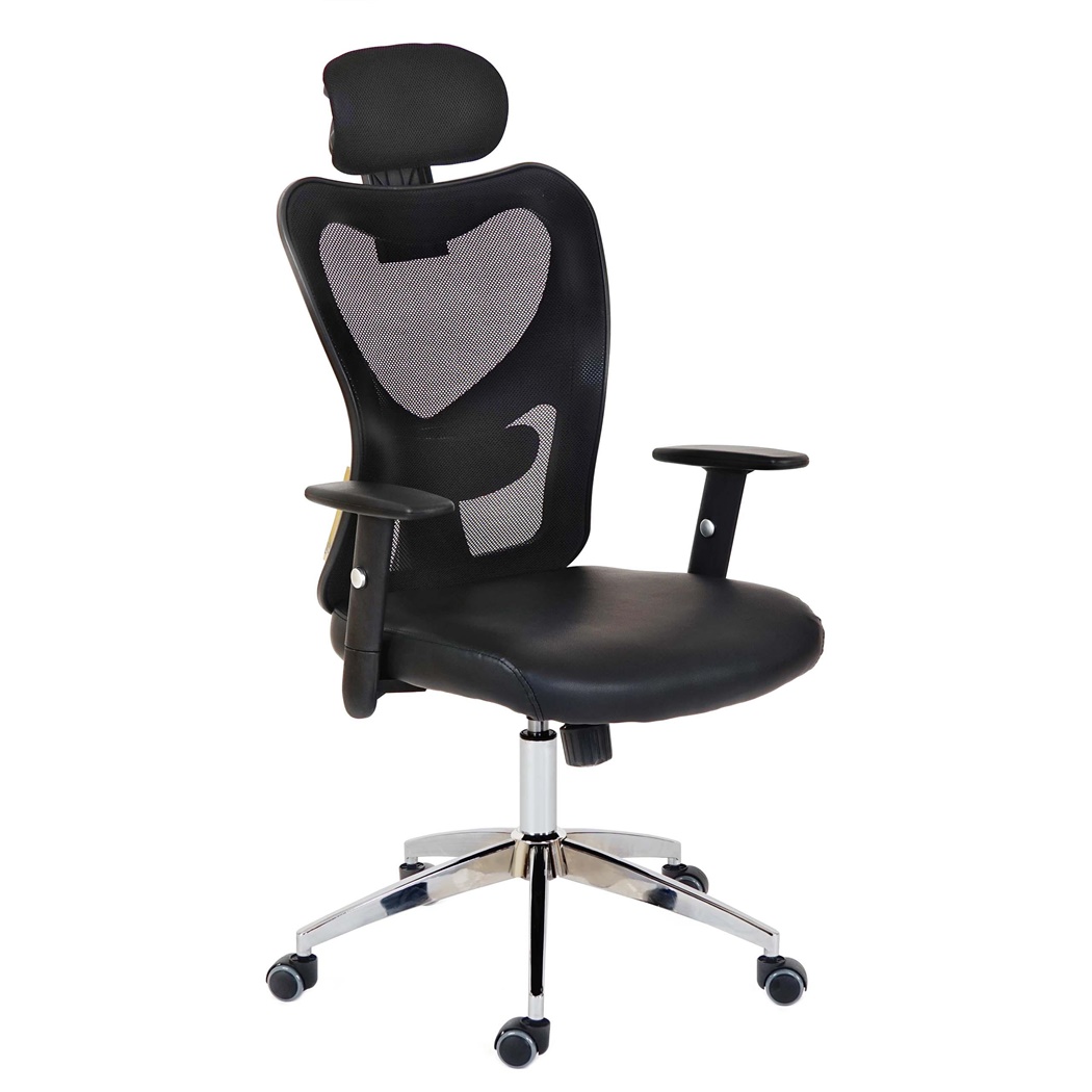 DEMO# Chaise Ergonomique ZELIA, Utilisation 8 Heures, Support Lombaire matelassé, Structure Métallique, Noir