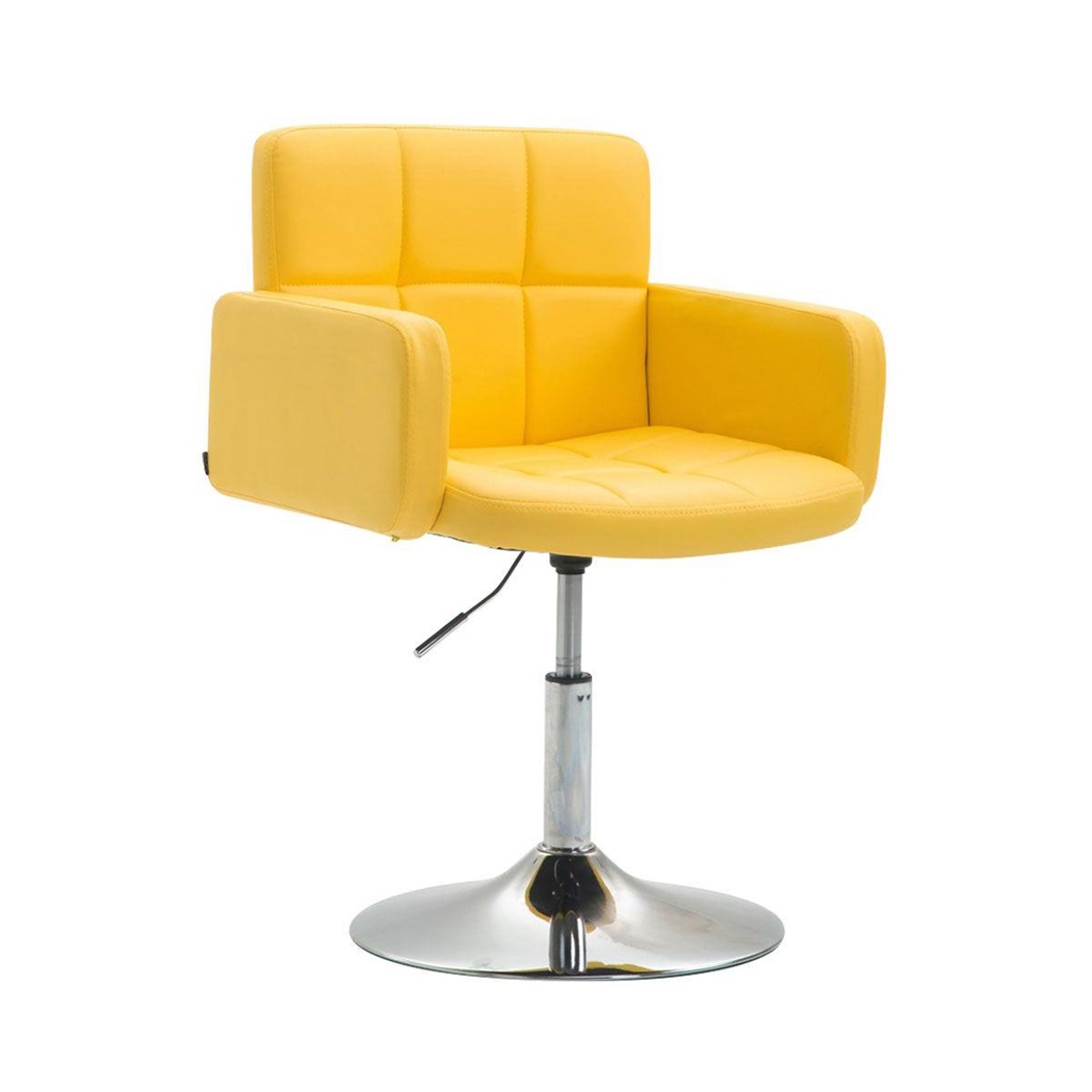 Chaise Design NADIR, Rembourrage Confortable, Pivotante, en Cuir, Jaune