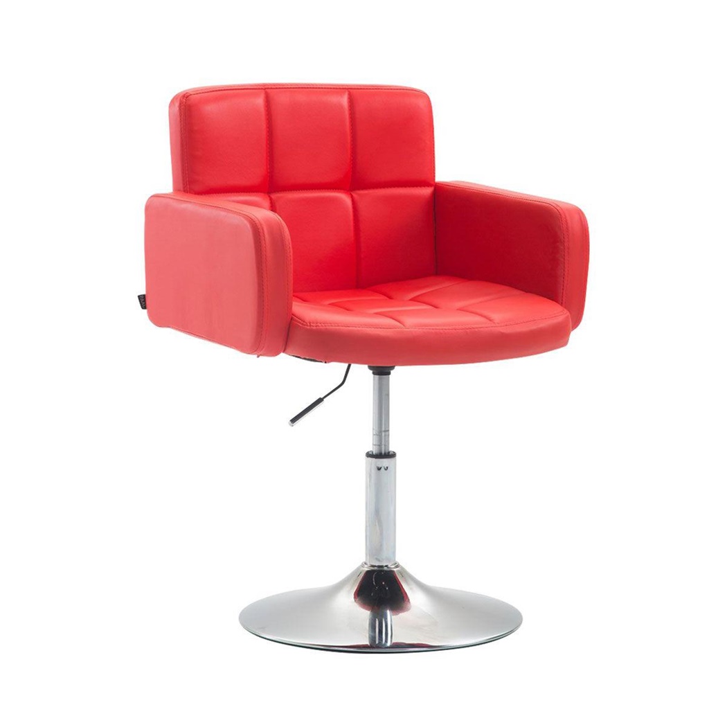 Chaise Design NADIR, Rembourrage Confortable, Pivotante, en Cuir, Rouge