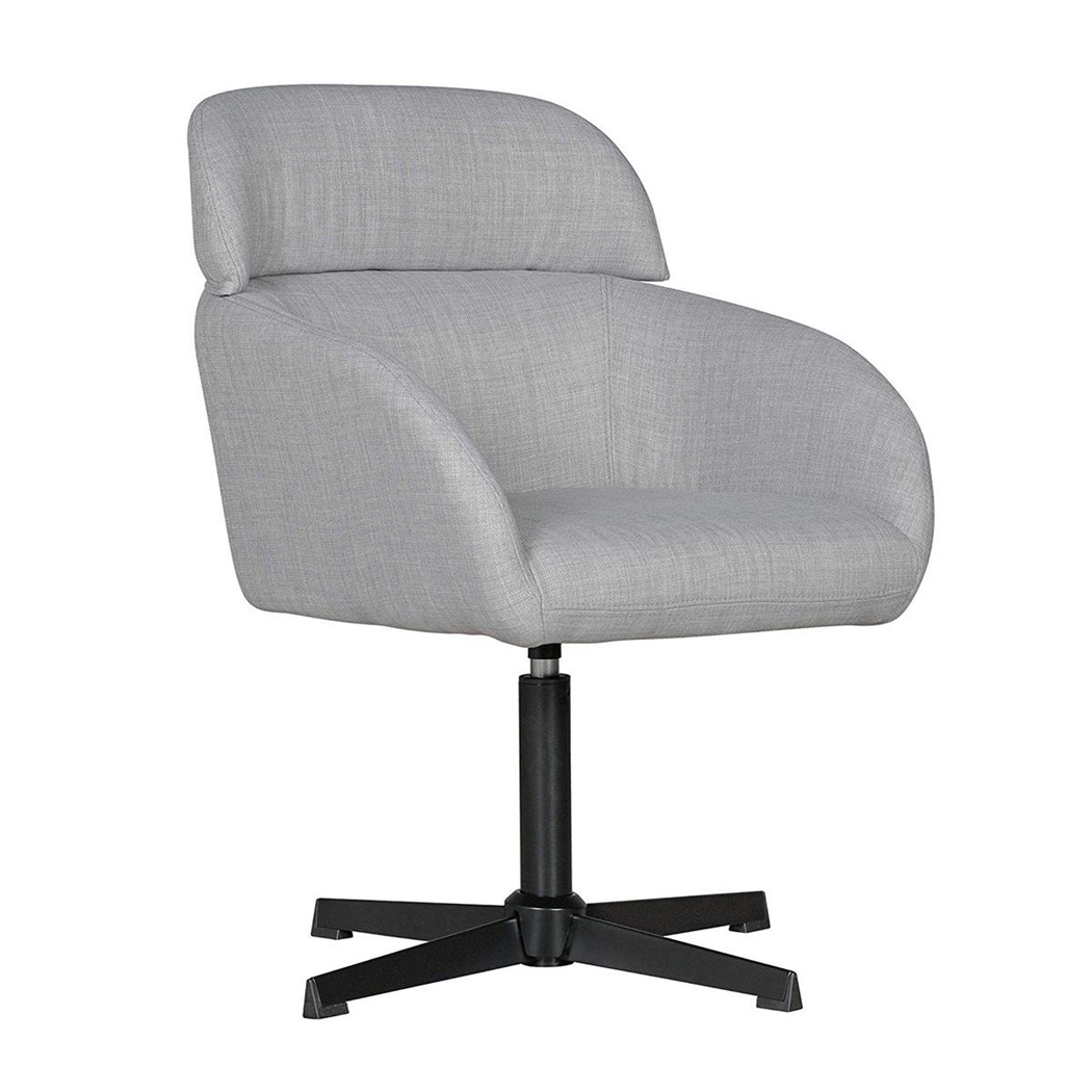 Fauteuil Design FABRICE, Grand Rembourrage, Pivotant, en Tissu, Gris