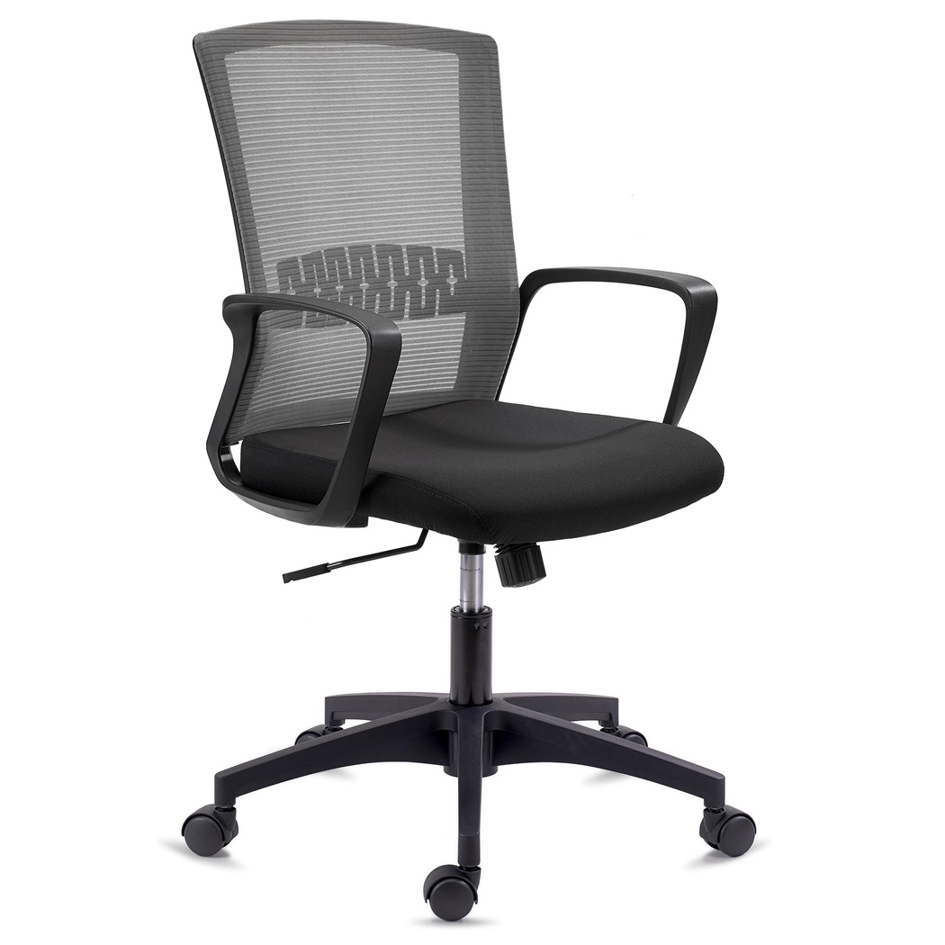 DEMO# Chaise de Bureau IBIZA, Confortable et Résistante, Soutien lombaire, Dossier Basculant, Gris
