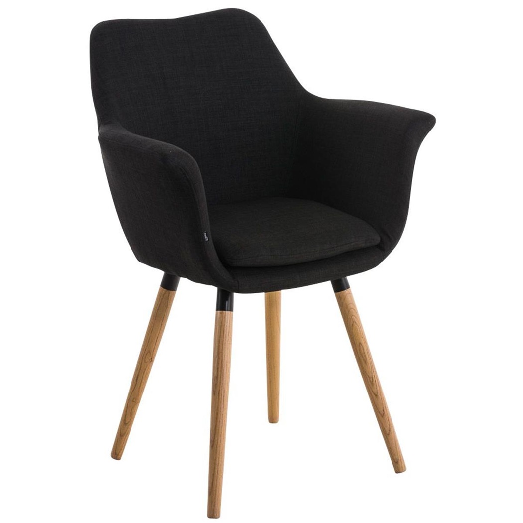 Chaise visiteur ELIOTT, Design Exclusif et Grand Confort, Assise en Tissu, Noir