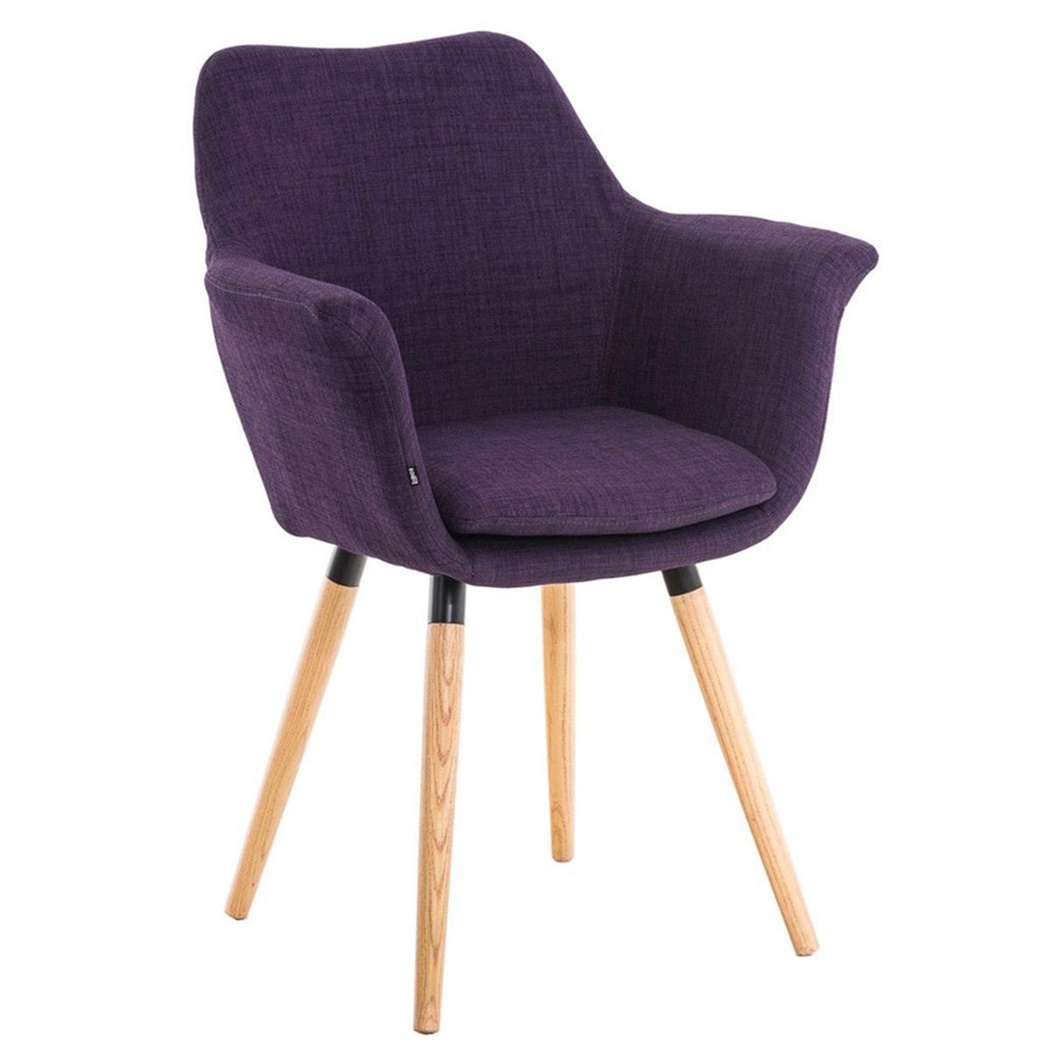 Chaise visiteur ELIOTT, Design Exclusif et Grand Confort, Assise en Tissu, Violet