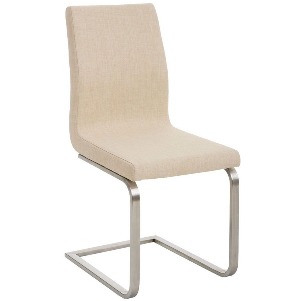 Chaise visiteur JIMMY TISSU, Structure en Acier Inoxydable, Grand Rembourrage, en Tissu, Crème