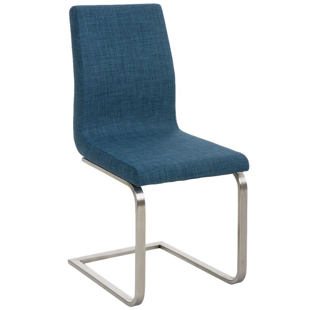 Chaise visiteur JIMMY TISSU, Structure en Acier Inoxydable, Grand Rembourrage, en Tissu, Bleu