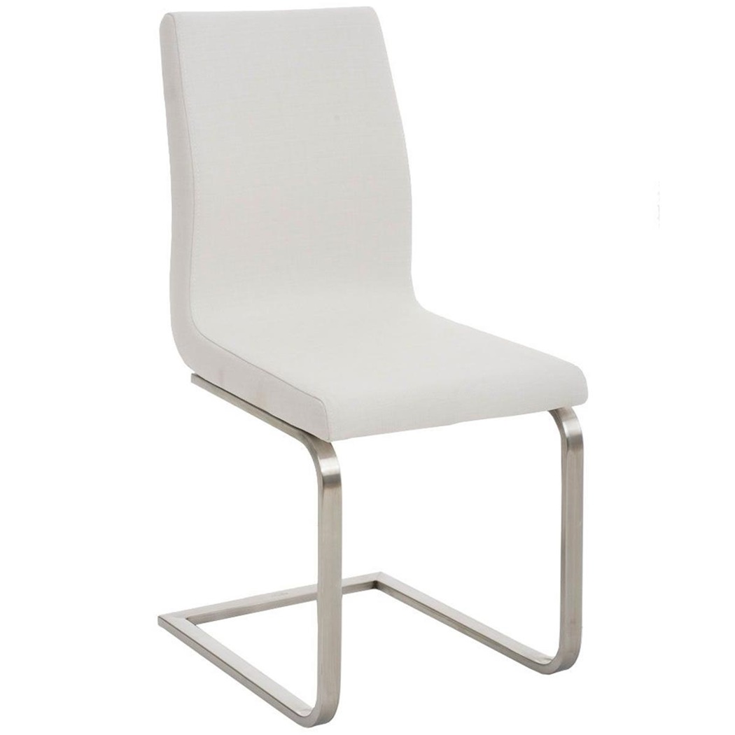 Chaise visiteur JIMMY TISSU, Structure en Acier Inoxydable, Grand Rembourrage, en Tissu, Blanc