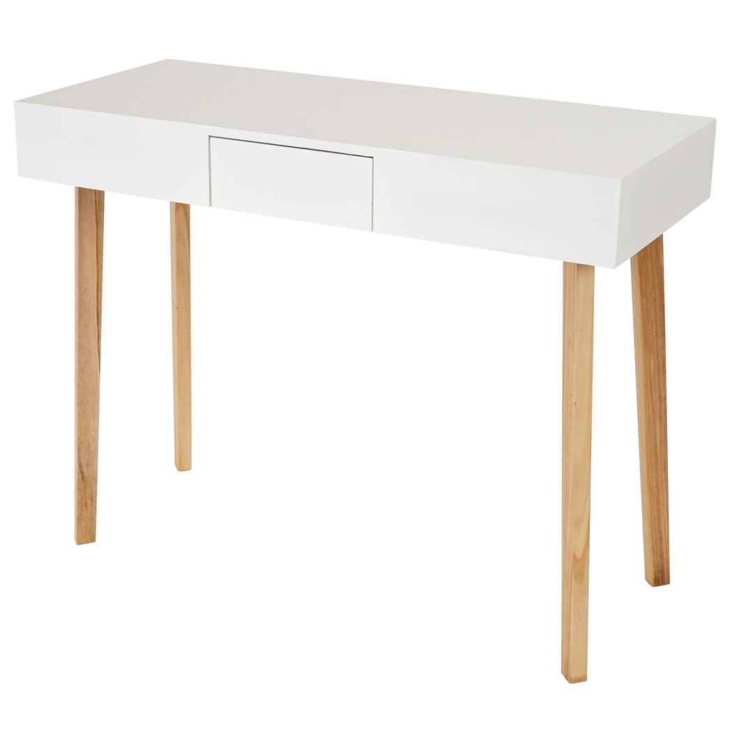 Console DEVON, Dimensions 105x45x83 cm, avec Tiroir, Design Scandinave, Blanc 