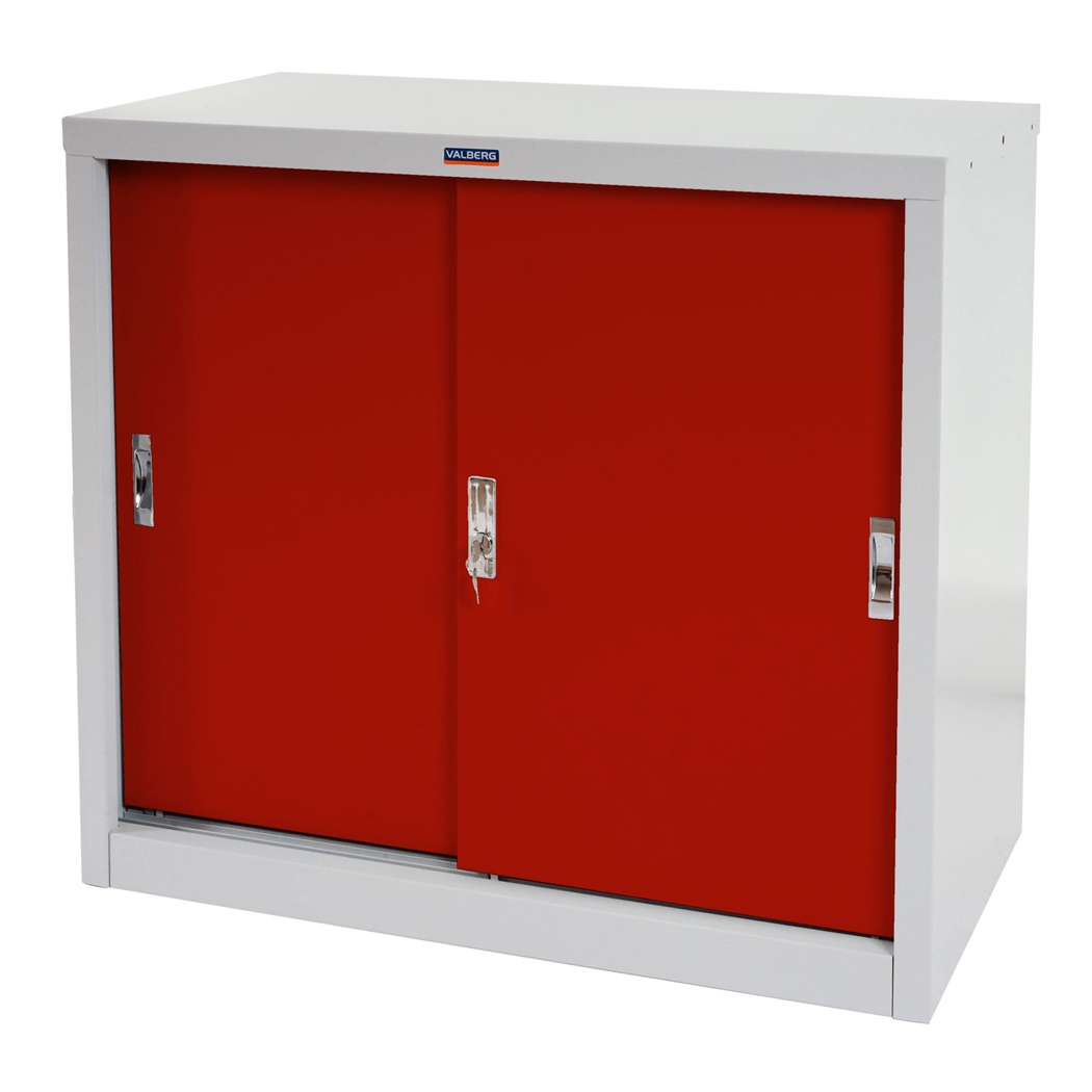 Armoire de Bureau RICHIE, Portes Coulissantes, Métallique,  83X91X46cm, Rouge