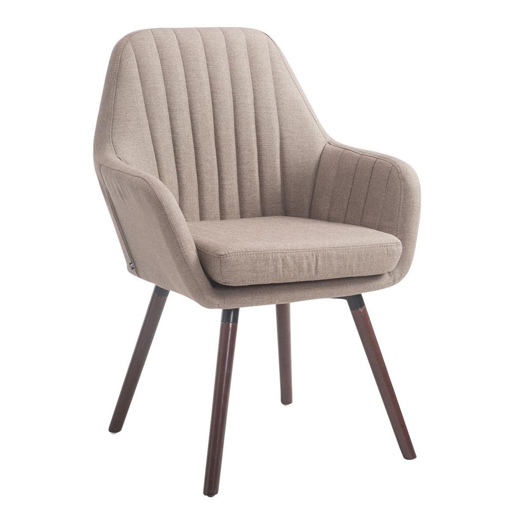 Chaise Visiteur SERENA TISSU, Design Vintage, Pieds en Bois couleur Noyer, Marron Clair