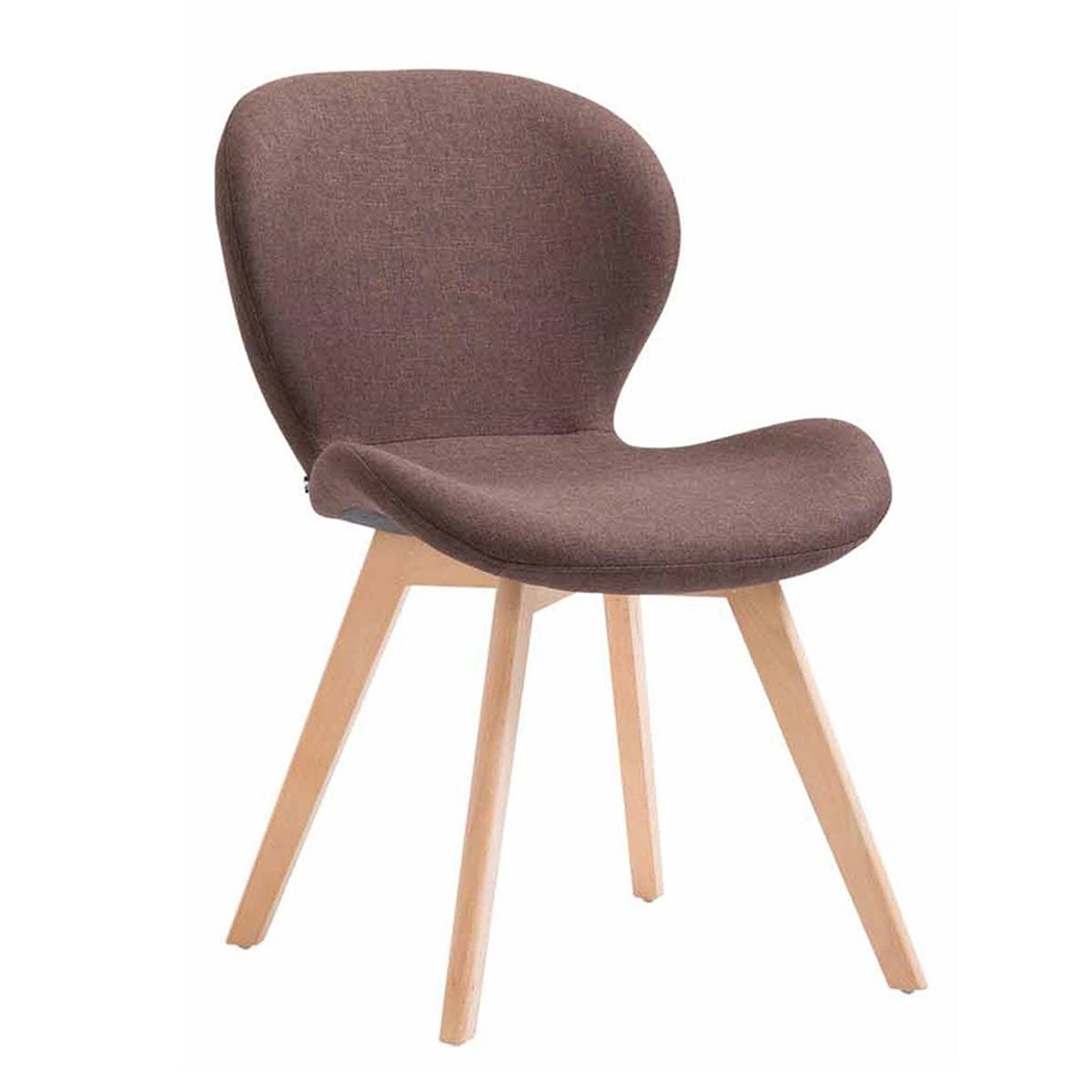 Chaise visiteur RUDY, Design Scandinave, Pieds en Bois de Hêtre, en Tissu, Marron