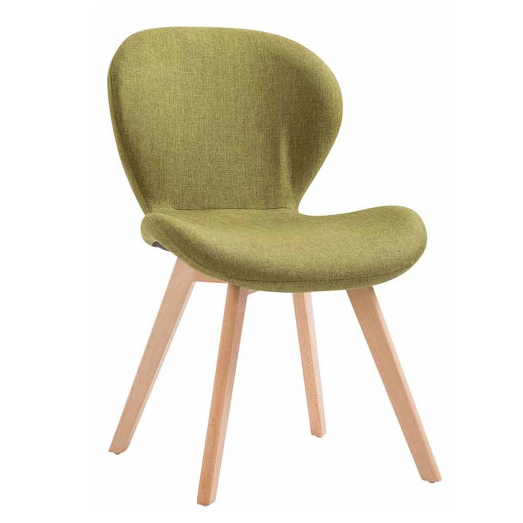 Chaise visiteur RUDY, Design Scandinave, Pieds en Bois de Hêtre, en Tissu, Vert