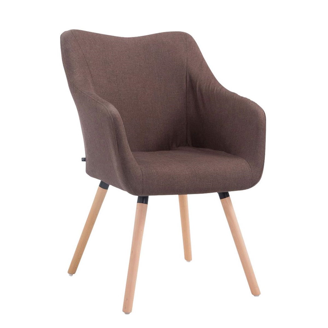 Chaise visiteur GREG TISSU, Pieds en Chêne couleur Hêtre, Revêtement en Tissu Marron