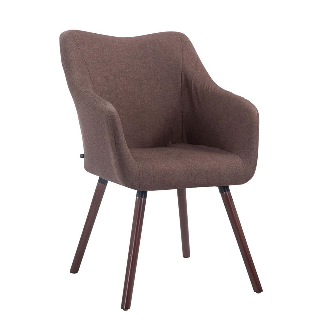 Chaise visiteur GREG TISSU, Pieds en Chêne couleur Noyer, Revêtement en Tissu Marron