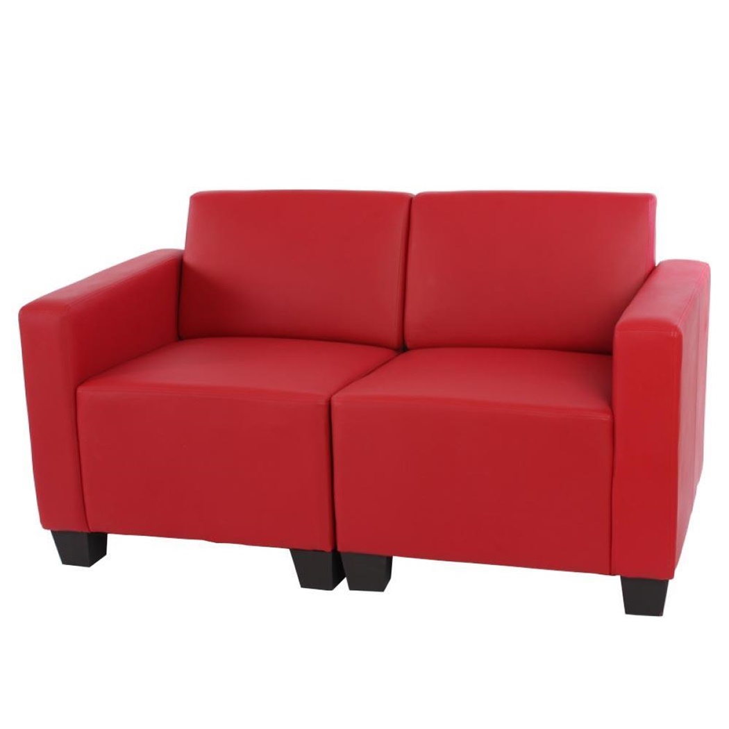 Canapé modulable 2 places LONY, Design et Confort, en Cuir, Rouge