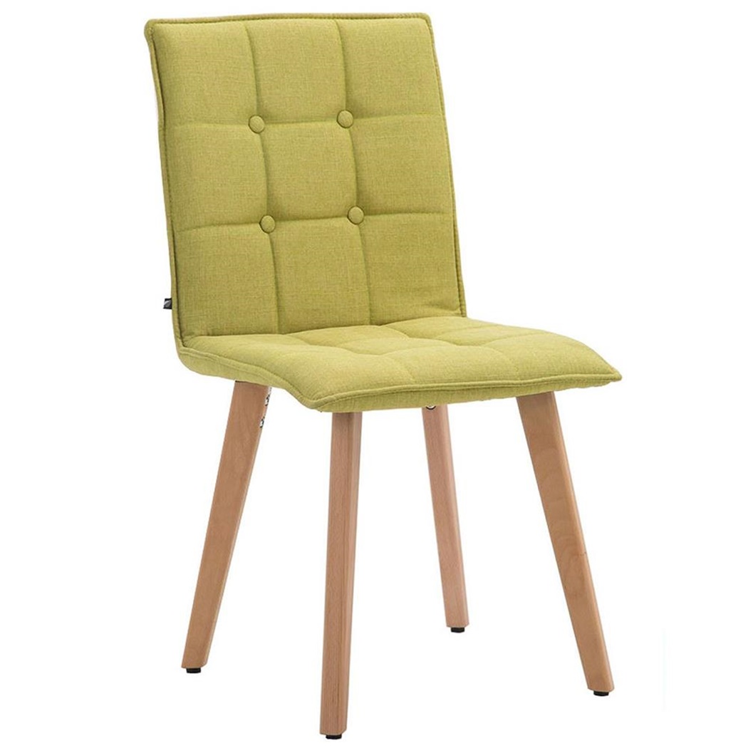 Chaise visiteur ELBY avec Piétement couleur Hêtre, en Tissu Vert