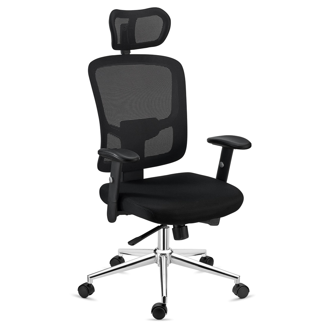 DEMO# Chaise ergonomique MARKO, Appui-tête, Support Lombaire, Mécanisme Synchrone, Noir