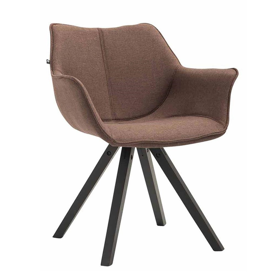 Chaise visiteur TULIP TISSU, Pieds en Hêtre couleur Noir, Tissu Marron