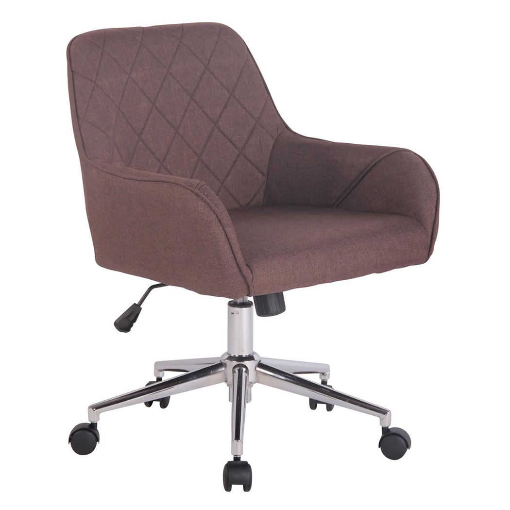 Fauteuil de Bureau BIAGIO TISSU, Design Moderne, Piétement Métal, en Tissu Marron