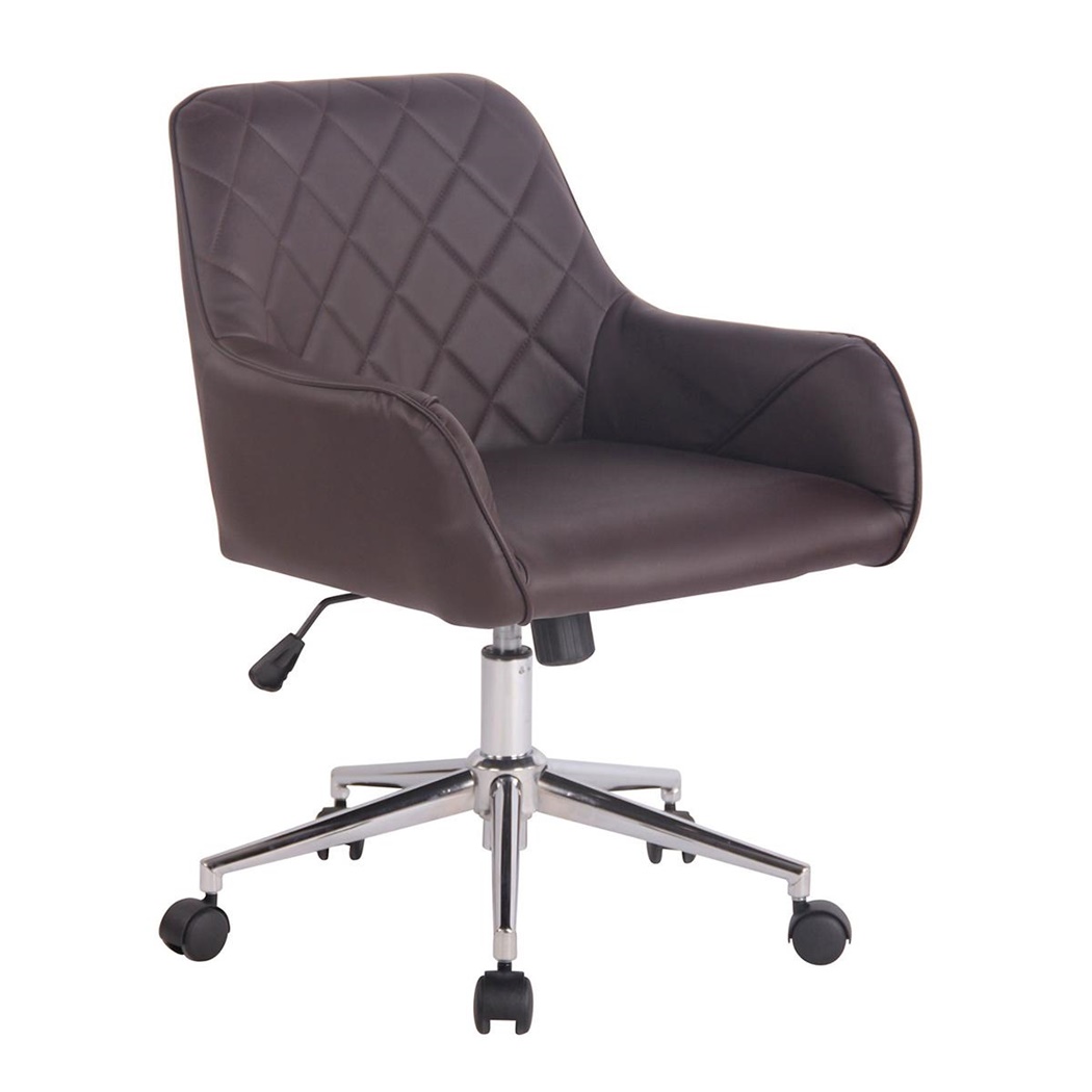 Fauteuil de Bureau BIAGIO, Design Moderne, Piétement Métal, en Cuir Marron
