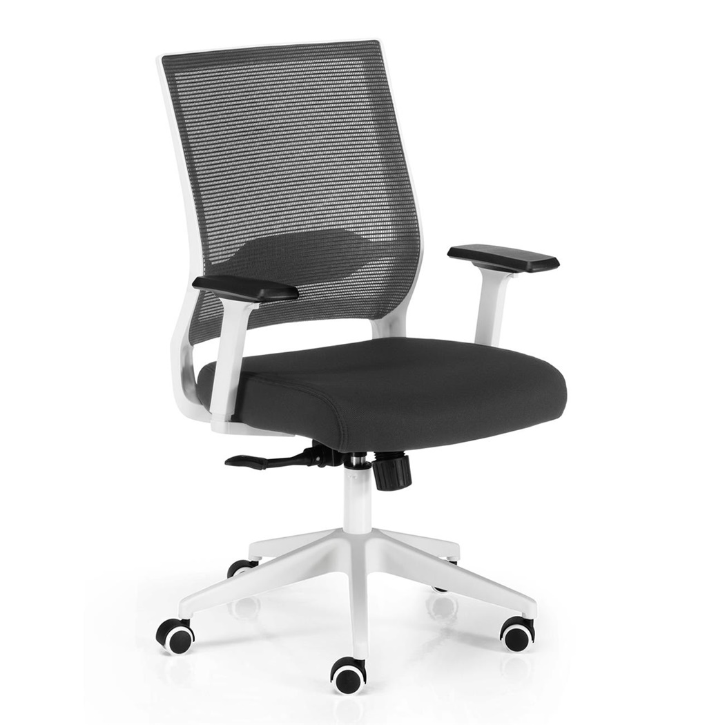 DEMO# Chaise de bureau ISAAC WHITE, Support lombaire, Mécanisme Synchrone, Noir 
