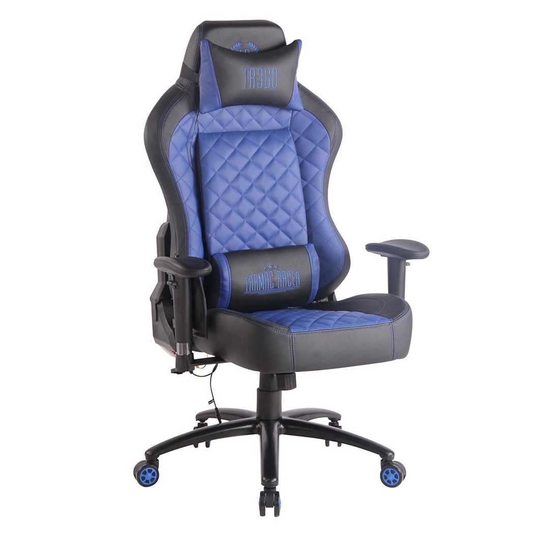 Fauteuil Gaming MAXIME MASSAGE, Design Exclusif, en Cuir, Bleu