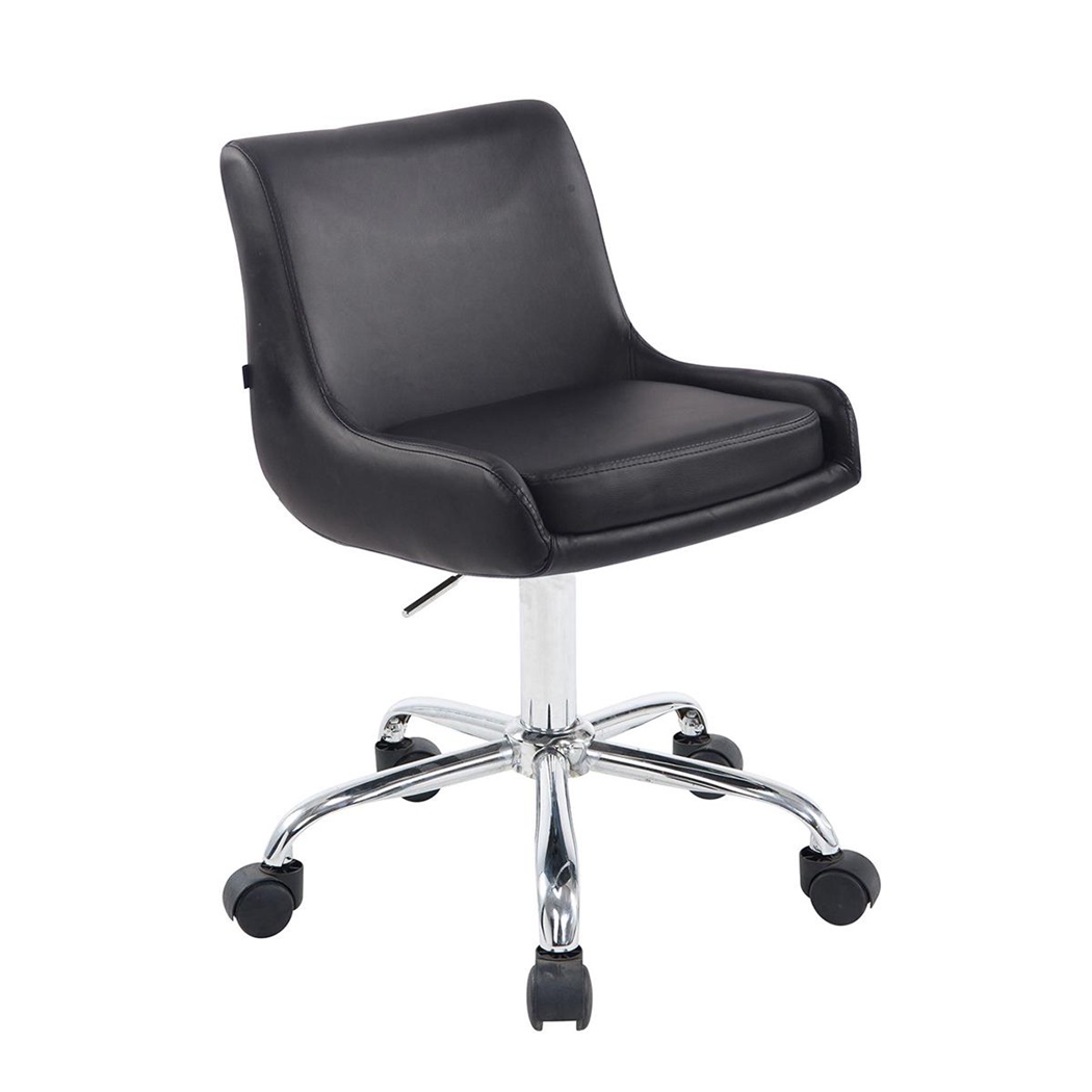Chaise de Bureau ASIA , Hauteur Réglable, Piétement Métallique, Cuir, Noir