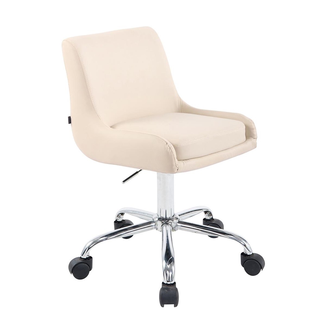 Chaise de Bureau ASIA , Hauteur Réglable, Piétement Métallique, Cuir, Crème