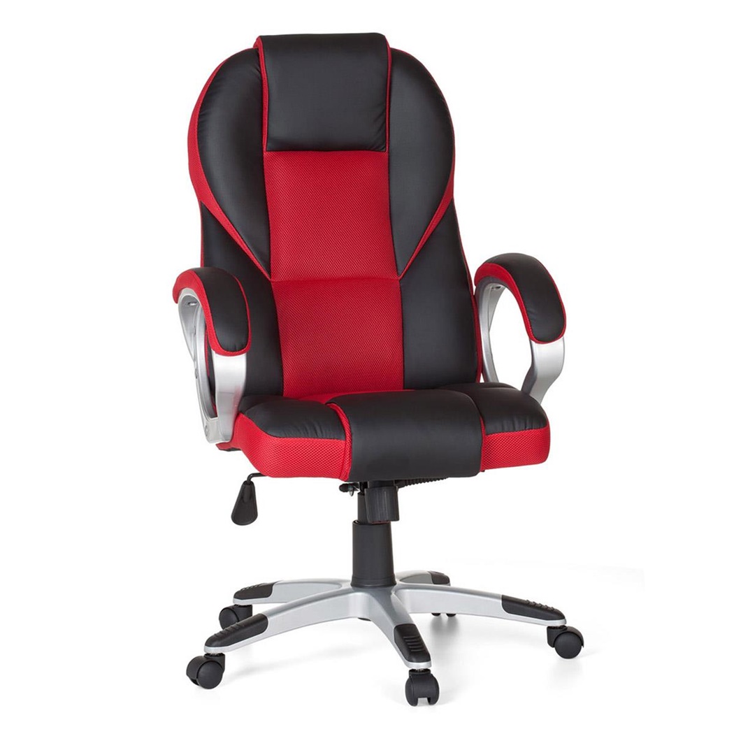 Fauteuil Gaming KABEM, Design Sportif, Grand Rembourrage, Noir et Rouge