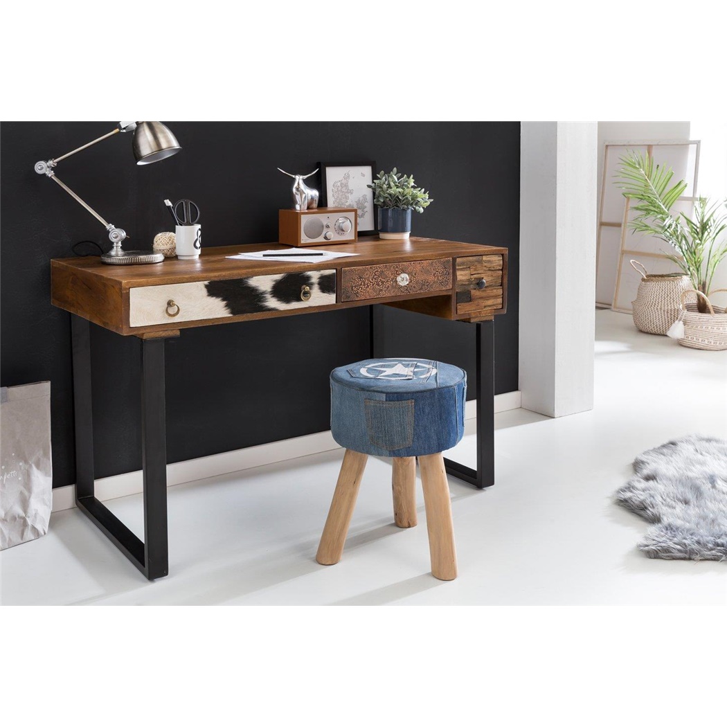 DEMO# Bureau Informatique ALMU, 120x60x79 cm, en Bois Massif de Manguier