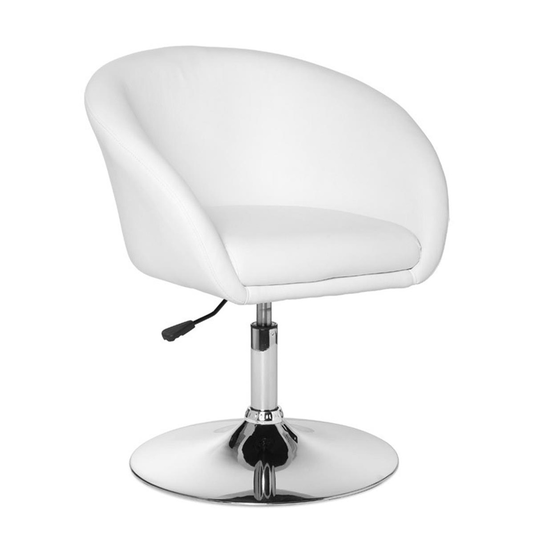 Fauteuil visiteur KORAL, Socle Métallique, Revêtement en Cuir, Blanc