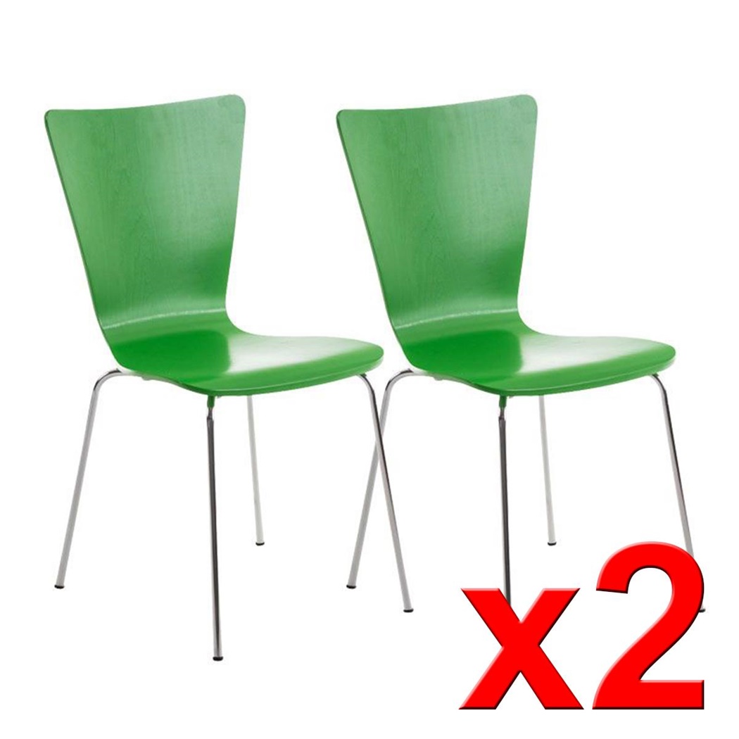 Lot de 2 Chaises visiteur LYON, Empilables, en Bois, Vert