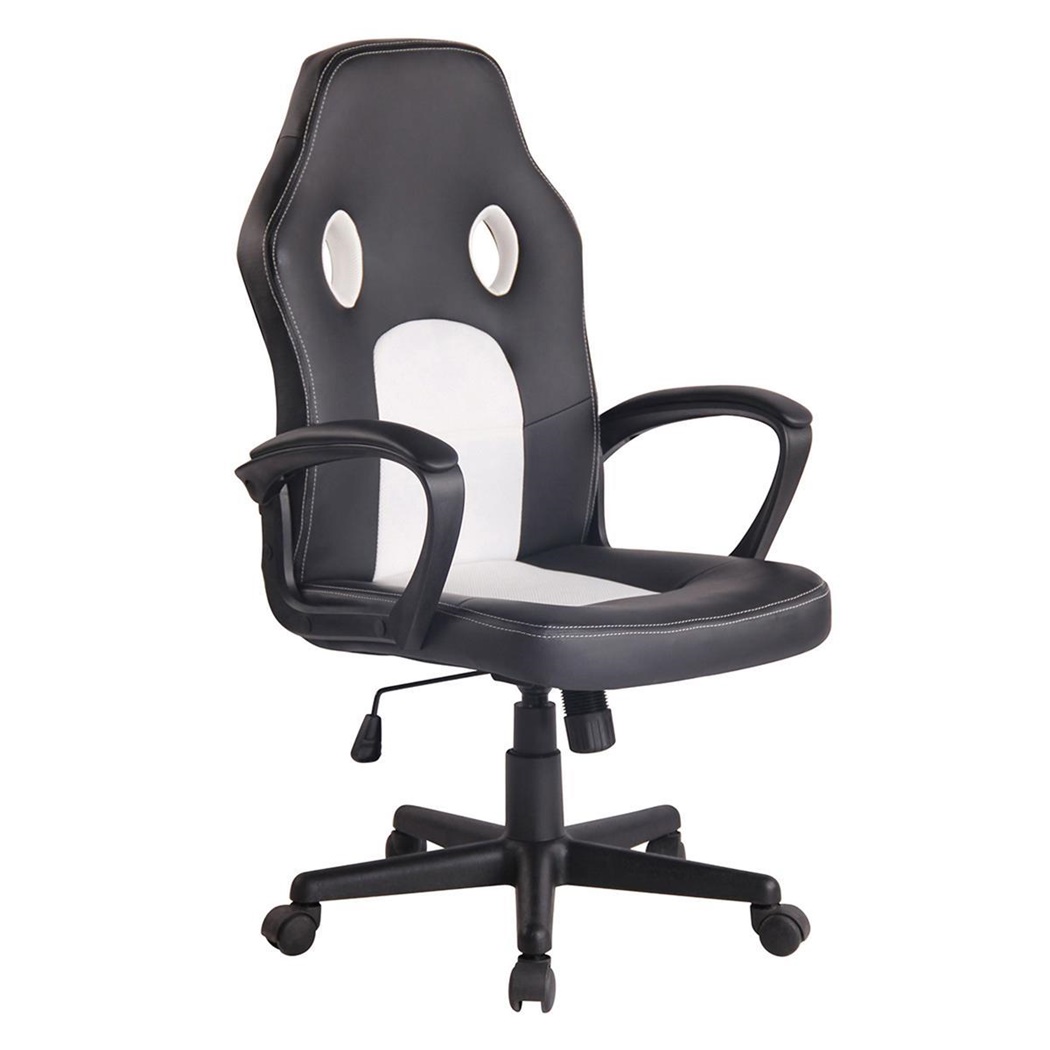 Chaise Gaming XENON, Design Sportif, Confortable, en Cuir, Noir et Blanc