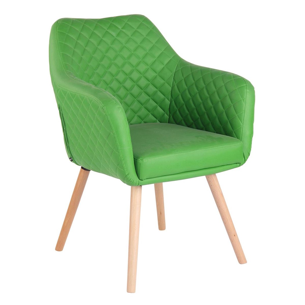Chaise Visiteur BASILEA, Confortable, Pieds en Bois couleur Hêtre, Cuir, Vert