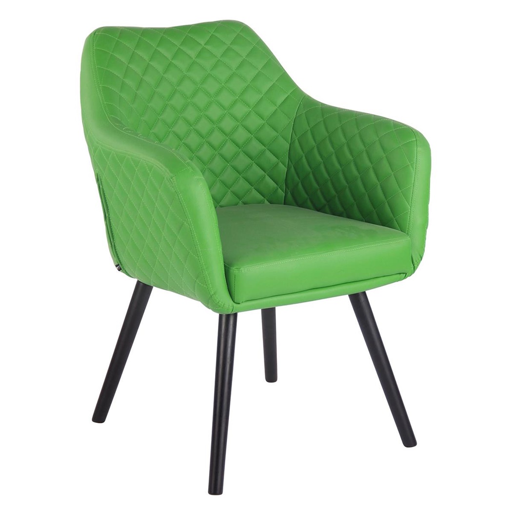 Chaise Visiteur BASILEA, Confortable, Pieds en Bois couleur Noire, Cuir, Vert